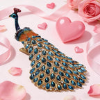 Enameled Peacock Jewelry Box - Hand Painted Collectible Figurine with Crystal Rhinestones, Women and Girls for Rings and Earrings Valentine Decor Gifts
