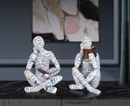 Pulp Reading Women Figurine Decor Thinker Statue Modern Abstract Art Sculpture Resin Collectible Reading Figurines for Living Room Desk Table Bookshelf Shelf Office Desktop Home Decoration (style 4)