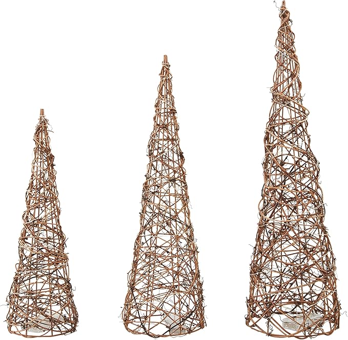 Mud Pie Led Cone Tree Table SITTERS, Brown
