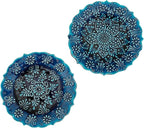 Turkish Decorative Plate Set of 2-7.08''(18 cm) Handmade Ceramic Ornament for Home Hanging Wall Decor