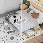 Under Bed Storage Containers with Wheels, Larger Bamboo Wood Under Furniture Storage Containers with Dust Bags，Rolling for Shoes Clothes