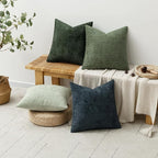 MIULEE Pack of 4 Couch Throw Pillow Covers 18x18 Inch Green Forest Soft Decorative Chenille Pillow Covers Farmhouse Accent Cushion Covers for Boho Home Decor Spring Sofa Bedroom Living Room