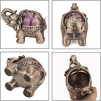 LAUYOO Elephant Decorative Ashtray with Lid for Cigarettes Metal Smoking Ash tray Holder for Smoker Windproof Cigarette ashtrays for Indoors Outdoors Fancy Gift for Men Women (Dark Purple)