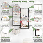 Keebofly Wall Mount Hanging Jewelry Organizer - Large Display Holder for Earrings, Rings, Necklaces, Bracelets, Watches and Perfume - White