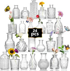 24PCS Mini Bud Vases As Wedding Centerpieces for Tables,Clear Bud Vases for Flowers,Small Flower Vases Suitable for Birthday Party,Anniversary,Wedding Reception,Baby Shower (Clear, 24PCS)