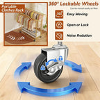 Clothes Rack, Double Rods Clothing Rack, Clothing Racks for Hanging Clothes, Rolling Clothes Rack with Storage Basket & Heavy Duty Wheels, Garment Rack for Bedroom, Laundry Room, Gold