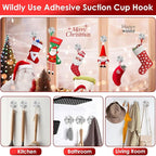 Silver Wreath Hangers for Front Door, 22 LB Large Suction Cup Wreath Hooks for Halloween Fall Christmas Decorations, Removable and Reusable Wreath Holders for Welcome Sign Window Glass Indoor Outdoor