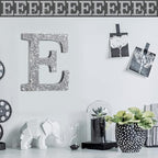 Qunclay 5.7" Silver Crystal Diamond Bling Letters Crushed Diamond Decoration Wooden Glitter Letter with Screw and Hooks Rhinestone Gift for Wedding Y2k Mcbling Bedroom Wall Decor (Letter E)