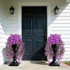 2PCS Artificial Flowers for Outdoors, UV Resistant Fake Silk Flowers for Outside, Realistic Faux Plants for Hanging Baskets, Planters - Porch, Patio, Garden Décor (Purple)