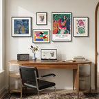 Large Framed Matisse Canvas Wall Art for Living Room, 5 Piece Abstract Modern Art Botanical Painting Prints Wall Decor, Colorful Geometric Aesthetics Henri Matisse Famous Painting Pictures for Dining Room Office Hallway