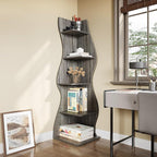 LITTLE TREE 70-Inch Corner Shelf, Seaweed Shaped Etagere Display Bookshelf, Freestanding 5-Tier Wall Shelves for Small Spaces, Living Room, Bedroom, Grey, 2 Pack