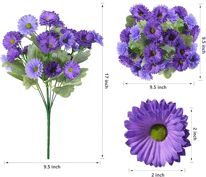 HyeFlora Artificial Flowers for Outdoors Spring Summer Decor, 6 Bundles Fake Daisy Silk Flowers for Outside Realistic UV Resistant Outdoor Faux Plants for Planters Porch Patio Garden Yard Home, Mixed