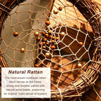 Dream Catcher Native American Boho Dreamcatcher Rattan Wall Decor, Handmade Natural Healing Crystal Stones Feathers Hanging Ornament Indian Decor for Bedroom Living Room