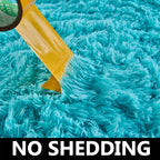FJZFING Blue Round Rug Ultra-Soft Plush Modern 4x4 Circle Area Rug for Kid's Bedroom, Fluffy Shag Circular Rug for Nursery Room, Non-Slip Home Decor Cute Blue Carpet for Teen's Room