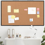 Extra Large Cork Bulletin Board 96" X 48", Foldable Notice Pin Board for Wall, Black Aluminum Framed 8'x4' Corkboard, Wall Mounted Noticeboard with 36 Push Pins for School, Home & Office