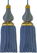 Luxury Tassels for Curtains and Furniture Knobs, 2 Pack - 8.4" Elegant Rayon Decorative Tassel, Silky Tassel Pendant for Cabinet Handles, Home Decor Accents (Blue)