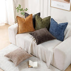 HPUK Fall Chenille Soft Throw Pillow Covers 18x18 Set of 2, Accent Cushion Covers for Living Room, Bedroom, Decorative Solid Color Pillow Covers for Couch, Sofa, Chair, Charcoal