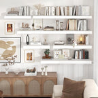 Venusmiles Floating Shelves for Wall, 40" W x 12" D x 2" H, 2 Pack of Long Wall Mounted Engineered Wood Shelves with Invisible Brackets for Living Room, Bedroom, Bathroom, Kitchen Decor, White