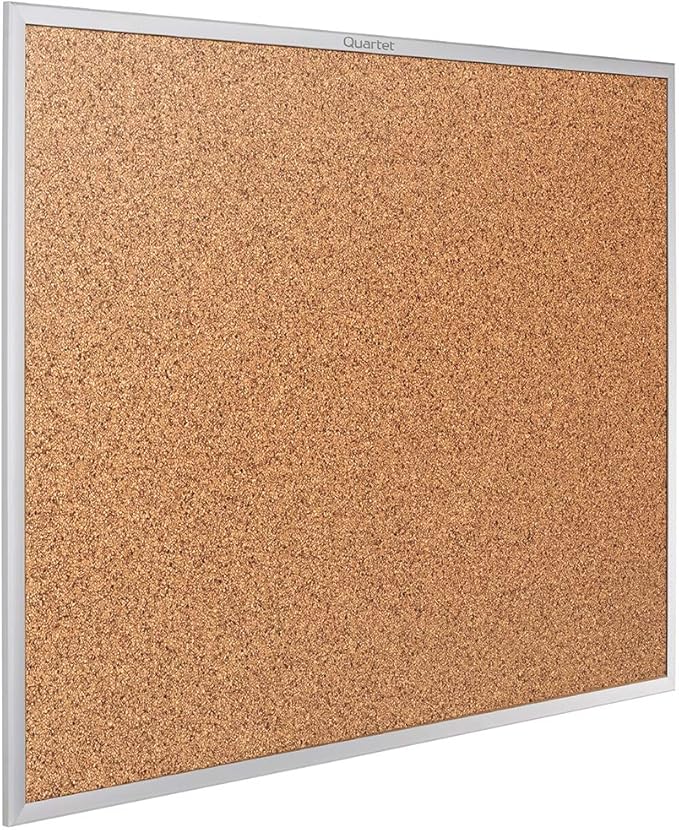 Quartet Cork Board, Bulletin Board, 3' x 2' Corkboard, Aluminum Frame (2303)