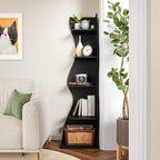 LITTLE TREE Small Corner Shelf, Modern 5-Tier Wall Corner Bookshelf, Stylish Bookcase Storage Rack for Small Space, Living Room, Bedroom, Black, 2 Pack