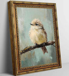 Gold Framed Bird Canvas Wall Art Vintage Bird Beige Sparrow painting Decor Pictures Sparrow on Branch Bedroom Living Posters Prints for Corridor Classroom Bedroom Kitchen Room Decoration