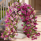 Fake Artificial Flowers for Outdoors, 4 Pcs Faux Hanging Pansy Flowers Spring Summer Decor, UV Resistant Fake Plants Silk Flower for Planter Front Door Porch Patio Yard Garden(Gradient Double Pink)