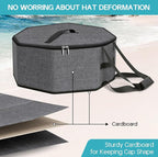 SLEEPING LAMB Large Hat Box for Women Storage, Collapsible Cowboy Hat Travel Case with Handles for Men Carry and Wide Brims Cap Organizer for Closet, Gray
