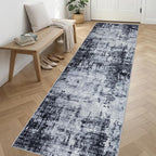 Washable Area Rug 3x14 Entryway Rug: Washable Modern Abstract Soft Thin Rug Indoor Floor No Slip Stain Resistant Carpet for Bedroom Dining Room Farmhouse Nursery Home Office - Dark Black