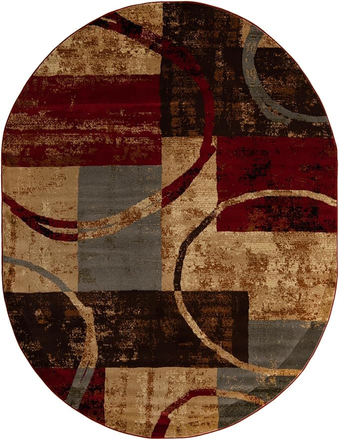 Unique Loom Barista Collection Area Rug - Kouillou (7' 10" x 10' Oval, Multi/Brown)