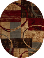 Unique Loom Barista Collection Area Rug - Kouillou (7' 10" x 10' Oval, Multi/Brown)