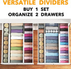 SpaceAid Bamboo 4 Pack Dresser Drawer Dividers, 4.65“ High Adjustable 17“-22” Drawer Organizers, Expandable Organization for Clothing, Clothes, Dressers, White