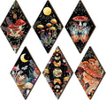 Qunclay 6 Pcs Witchy Gothic Wall Decor Rustic Boho Home Decor Sun Moon Mushroom Phases Wall Art Gothic Star Hanging Wooden Decoration Farmhouse Pediments for Bedroom Living Room Gallery(Mushroom)