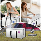 6 Pack Extra Heavy Duty Large Moving Bags with Reinforced Zipper & Wide Handles, Waterproof Storage Bins for Clothes, College Dorm, Travel, and Home Organization, White