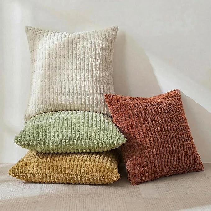 Fancy Homi 4 Packs Decorative Throw Pillow Covers for Living Room Couch Bed, Modern Farmhouse Boho Home Décor Accent Cushion Case, 18" x 18", Fall