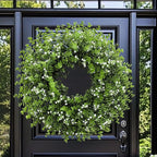 26In Artificial Boxwood Wreaths for Front Door,Boxwood Spring Summer Door Wreath,Artificial Greenery Wreath, Hanging for Home Porch Farmhouse Window Wedding Party Decor All Year Round Indoor Outdoor