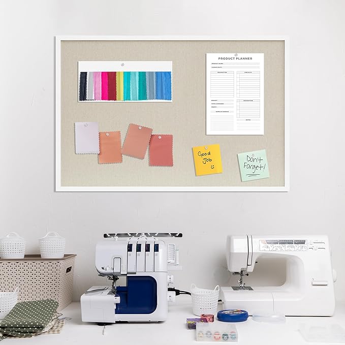 DAHAPYBOO Cork Board with Linen White 2Pack,Bulletin Board 36"x24" Hanging Corkboards for Office Home School Message Board or Vision Board Decoration.