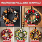 15" Wreath Hangers for Front Door,2 Pack Wreath Door Hanger,Non Scratch Over The Door Hooks Halloween Christmas Easter Decorations Welcome Sign for Front Door Décor, Slim Hangers