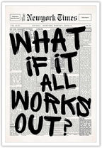 Drimiler Retro Black And White Newspaper Poster What If It All Works Out Canvas Wall Art Positive Affirming Quote Minimalist Prints Painting For Home Bedroom Dorm Wall Decor 16x24in Unframed