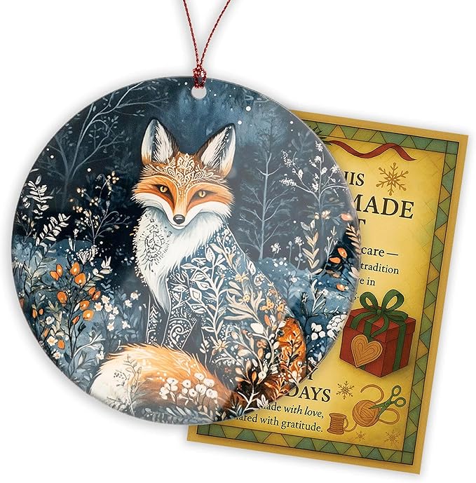 Fox Christmas Ornament 2026, Dated Christmas Ornament 2025, Fantasy Botanical Fox Ornament, Unique Winter Holiday Decoration, Nature Inspired Gifts for Women, Forest Creature Ornament