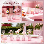 Der Rose Pink Vases Set of 12, Small Bud Vases for Flowers, Rustic Wedding Centerpieces and Home Decor