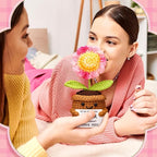 Wavwavw Sister Gifts Handmade Crochet Doll with Card Crochet Present for Sisters Sis Big Little Sister Birthday Wedding Home Decor (Pink Sunflower)