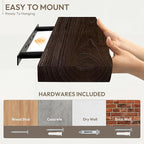 Marsmiles 16 inch Floating Shelves for Wall Elm Wood Live Edge Shelves|Rustic Wall Shelves with Invisible Heavy-Duty Bracket for Bathroom Living Room Kitchen|Walnut, 2 Pack