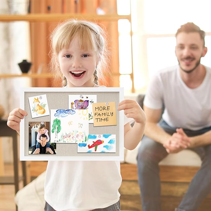 DAHAPYBOO Cork Board with Linen White 2Pack,Bulletin Board 17"x12" Hanging Corkboards for Office Home School Message Board or Vision Board Decoration.