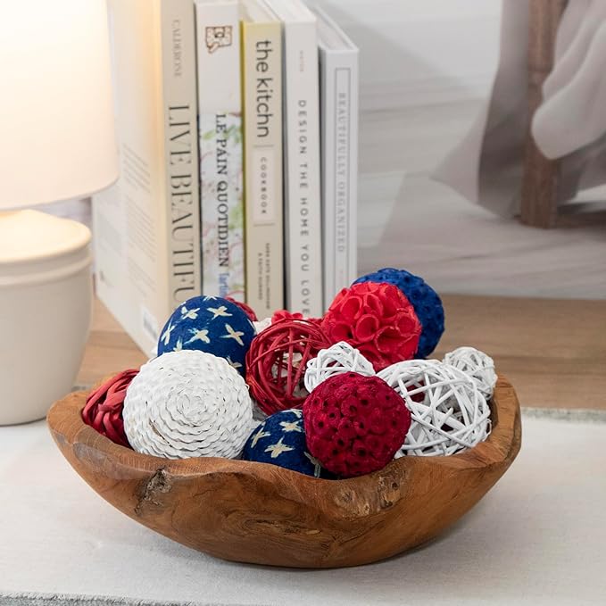 ANDALUCA Decorative Balls Bag Bowl Filler 4th of July Home Decor (Red, White & Blue)