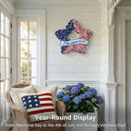 4th of July Wreath Patriotic Decorations for Front Door - 19 inch Memorial Day 250th Anniversary USA Fourth of July Burlap Star Wreath, Red White and Blue Hanging for Independence Day 2026 Decor