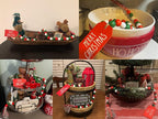 Christmas Wood Bead Garland with Tassels, Rustic Farmhouse Tiered Tray Holiday Decorations, Red and White Wooden Bead with Jute Rope Plaid Tassel, Country Xmas Home Decor (Xmas Red & Green & White)