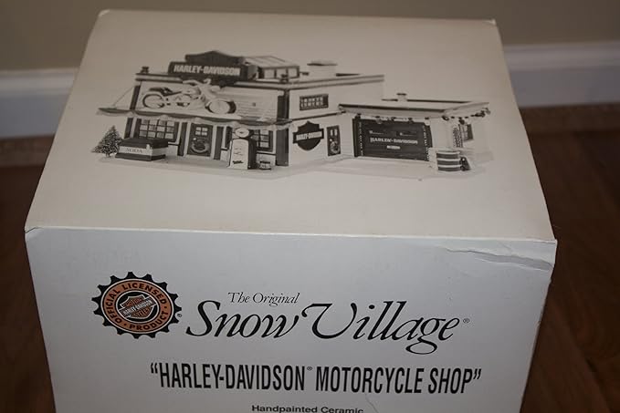 Dept 56 Snow Village Harley Davidson Motorcycle Shop