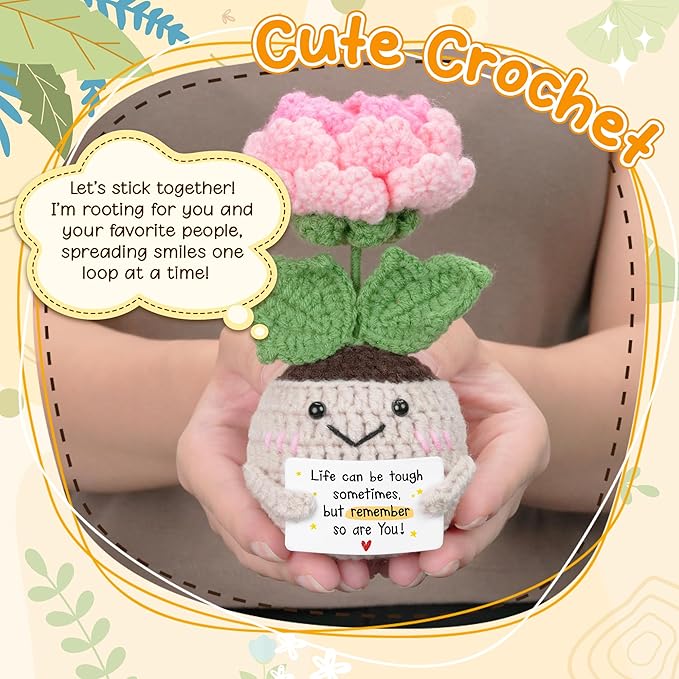 HEXMOZ Get Well Gifts for Women - Encouragement, Feel Better Soon, Cheer Up, Wellness, Inspirational Birthday Ideas - Emotional Support Handmade Collectible Peony Doll Life is Tough - Desk Decor