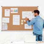 Extra Large Cork Bulletin Board 60" X 36", Foldable Notice Pin Board for Wall, Silver Aluminum Framed 5'x3' Corkboard, Wall Mounted Noticeboard with 36 Push Pins for School, Home & Office