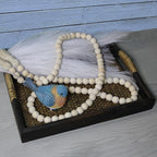 Farmhouse Decor Beads 60in Wooden Bead Garland with Tassels Rustic Minimalist Home Accent Prayer Country Boho Decoration for Wall Hanging Living Room Table Mantle Shelf Decor (Natural-style2)